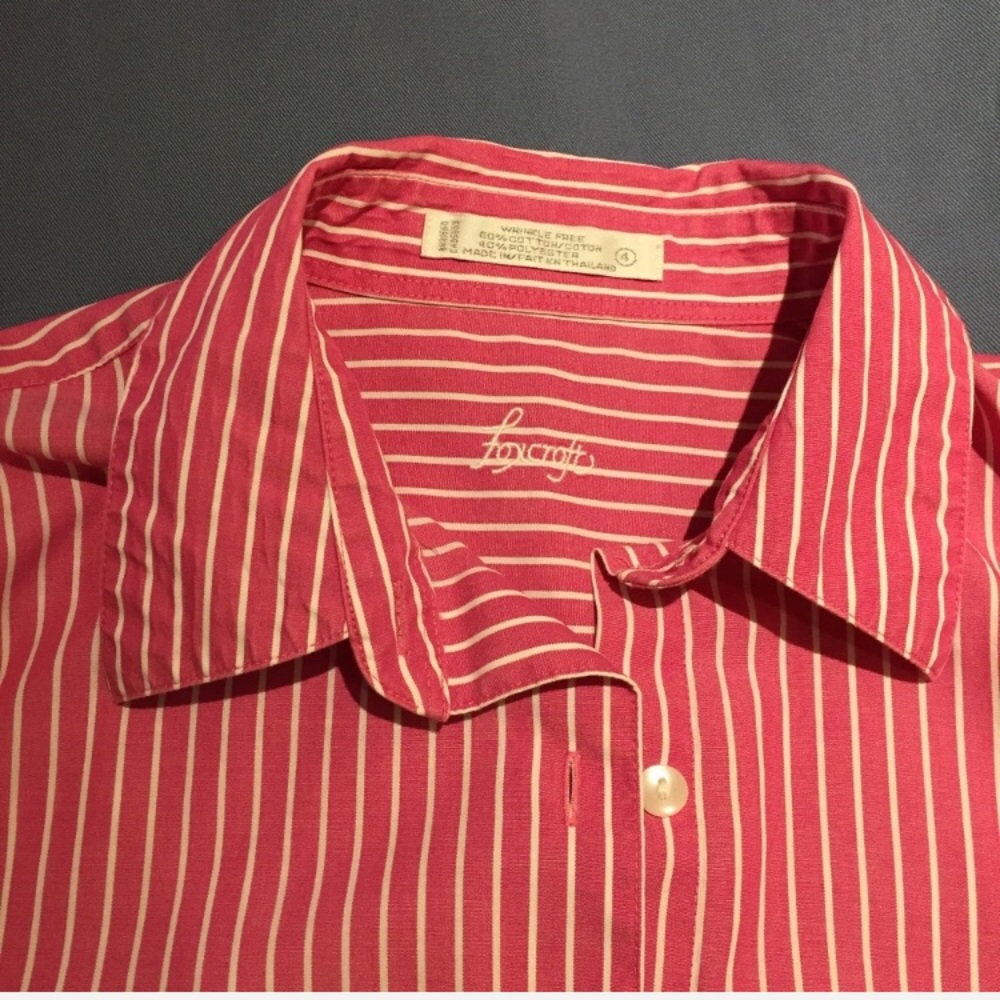 FOXCROFT Nordstrom Top Red & White Striped - Picture 2 of 7
